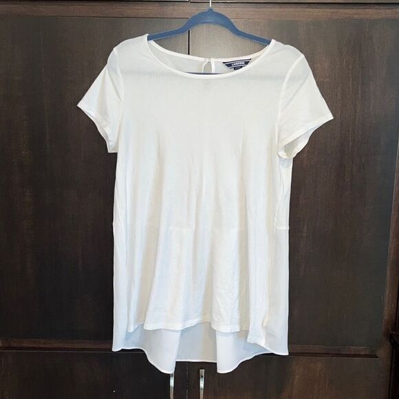 Lands End White High Low Back Peplum T-Shirt Medium - Picture 2 of 6
